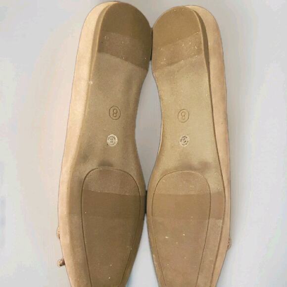 Liz Claiborne 8M Ballet Flats Tan Suede Square Toe Flushing Slip On Memory Foam - Picture 10 of 11